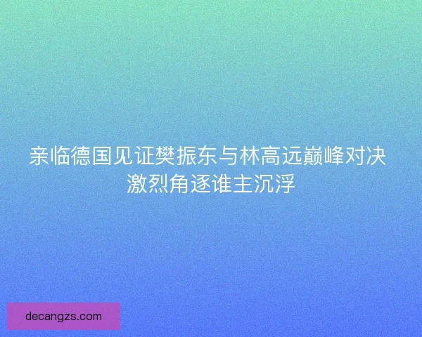 亲临德国见证樊振东与林高远巅峰对决 激烈角逐谁主沉浮 亲临德国见证樊振东与林高远巅峰对决 激烈角逐谁主沉浮